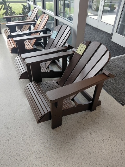 4 adirondack chairs  two are chocolate brown and are the submissions from BHS