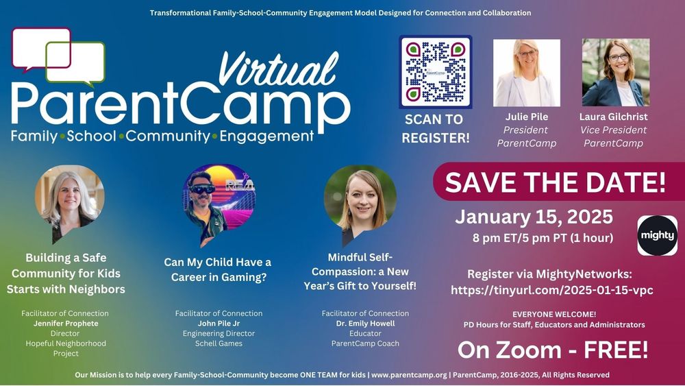 Join us for the first Virtual ParentCamp of 2025 – January 15th 8 pm ET/5 pm PT