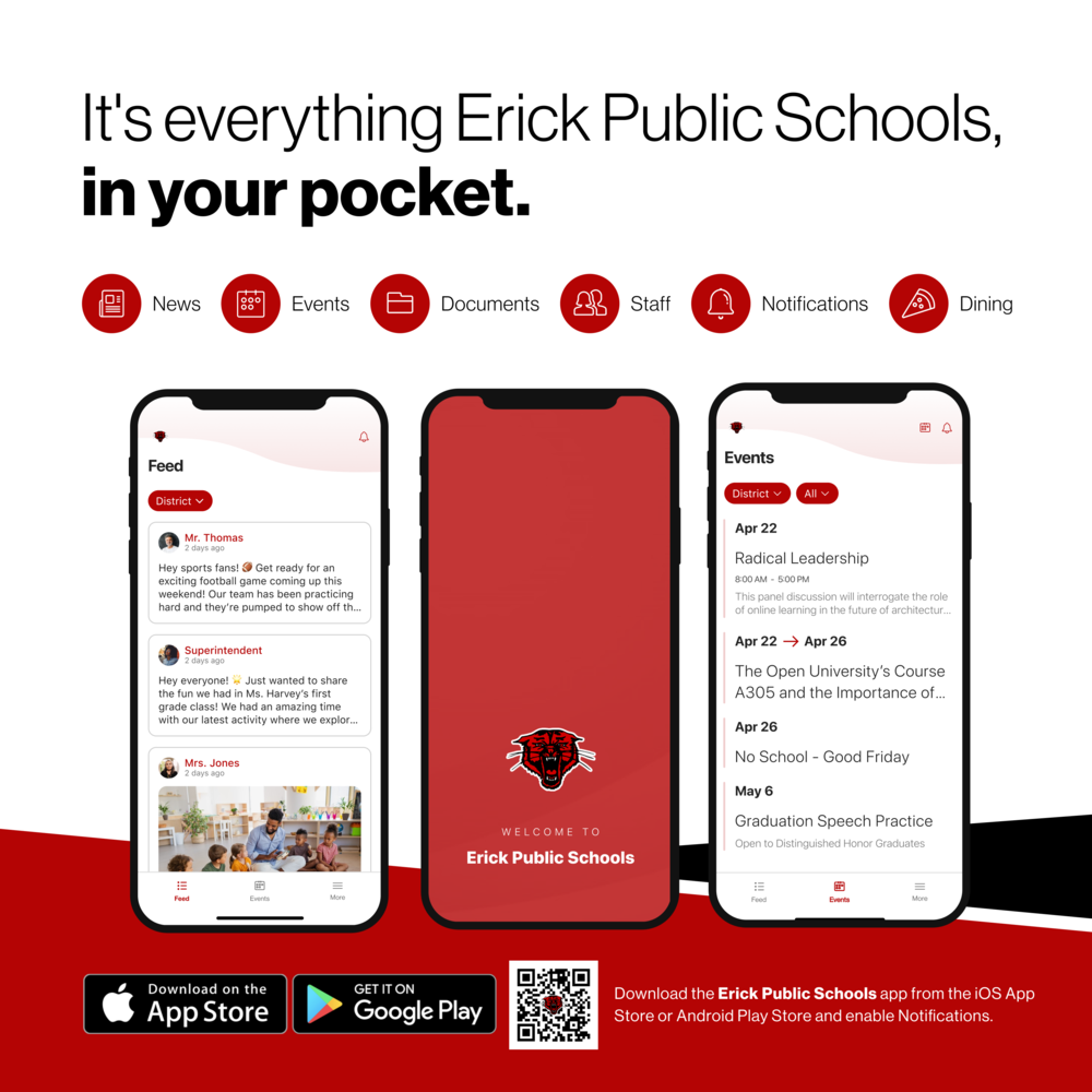It's everything from your district  in your pocket.  News Events Documents Staff Dining Notifications Download the district's app from the ios app store or android play store and enable notifications (pictures of the app)