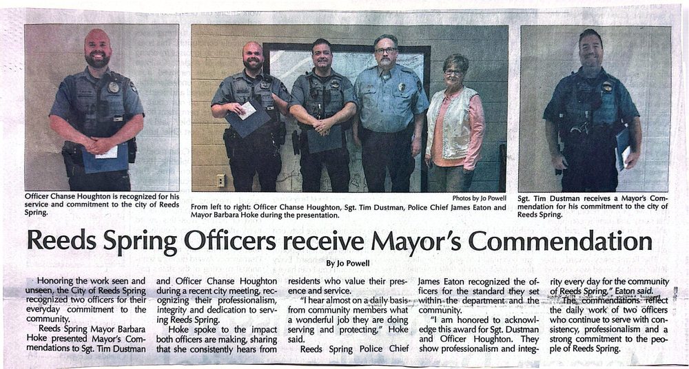 City of Reeds Spring Mayors Commendation