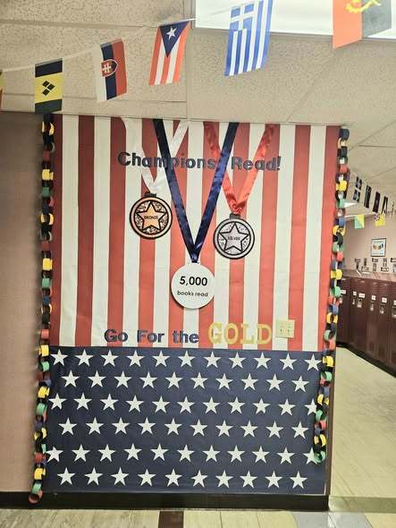 Picture of Medals hanging down over American flag