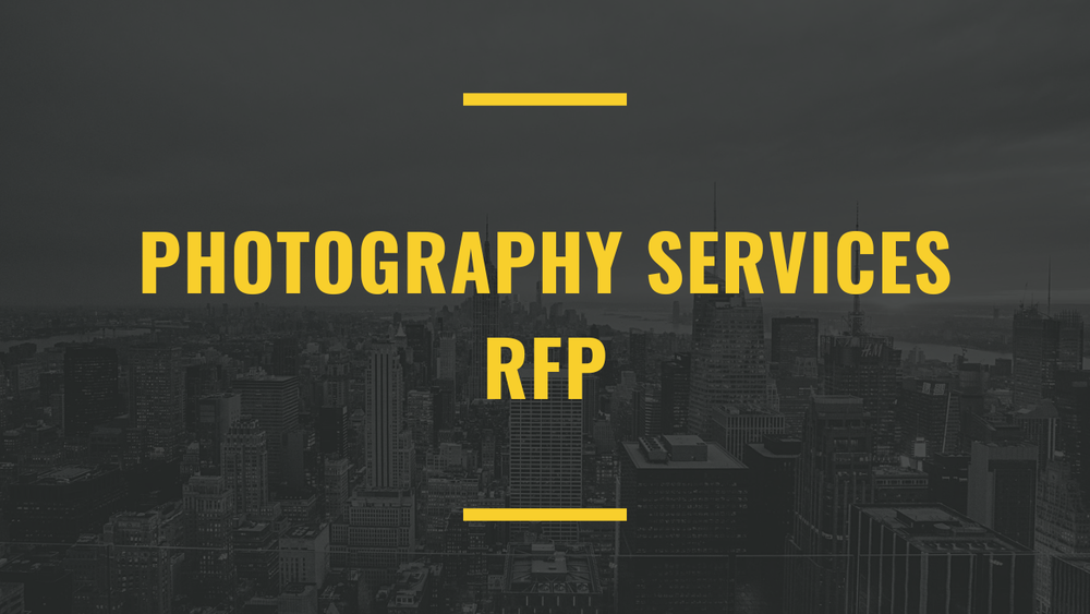 Decorative image of a city containing the text Photography Service RFP