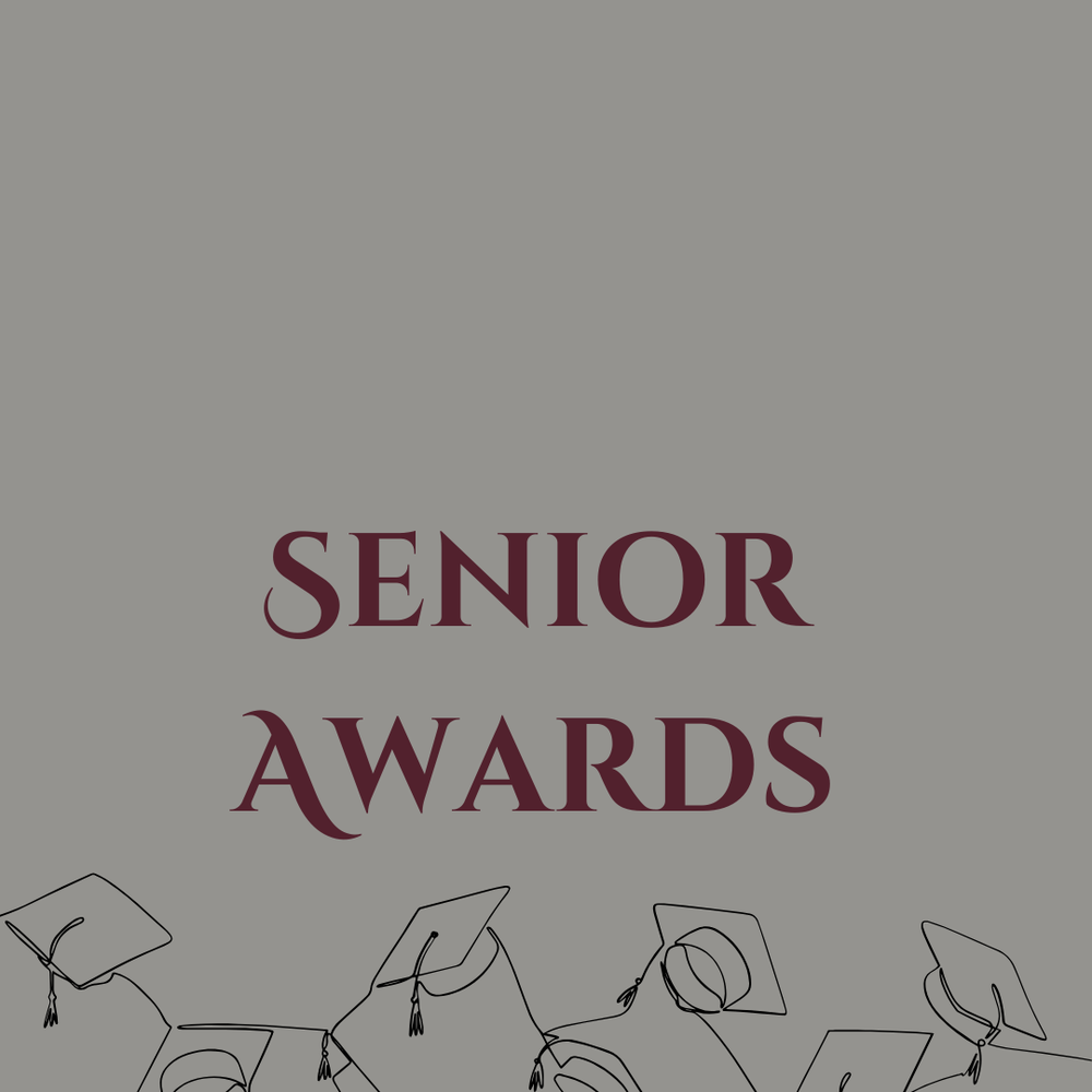Senior Awards with Maroon and Silver Background and graduation caps