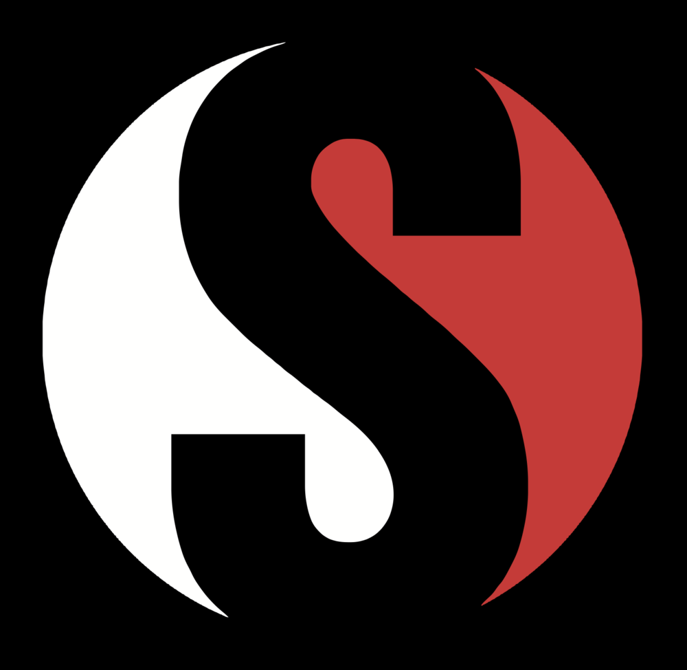 The Southern Public Schools “S” logo in a circular design, with a white curved shape on the left, a red curved shape on the right, and a black background forming the overall emblem.