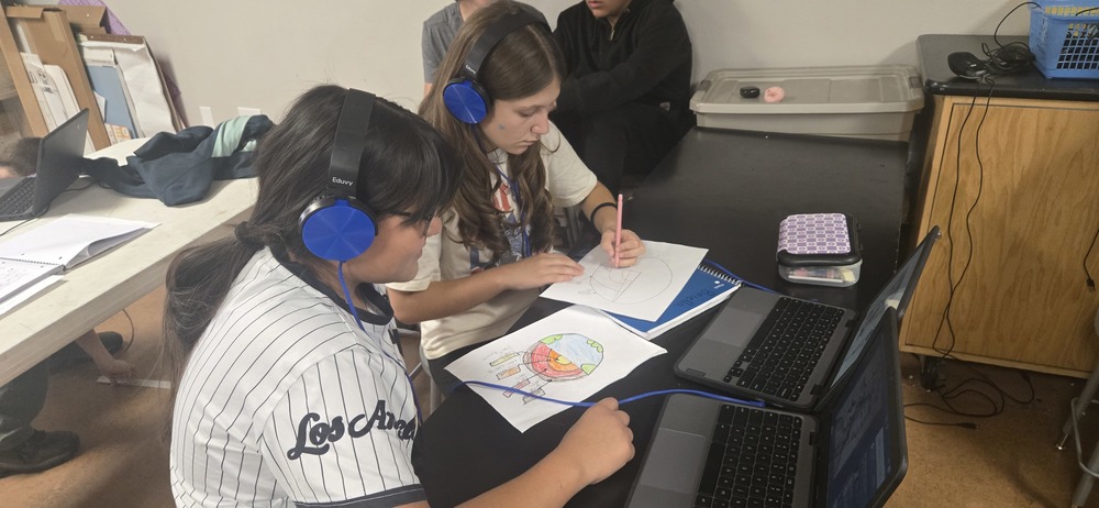 Briella and Fernanda working in science class