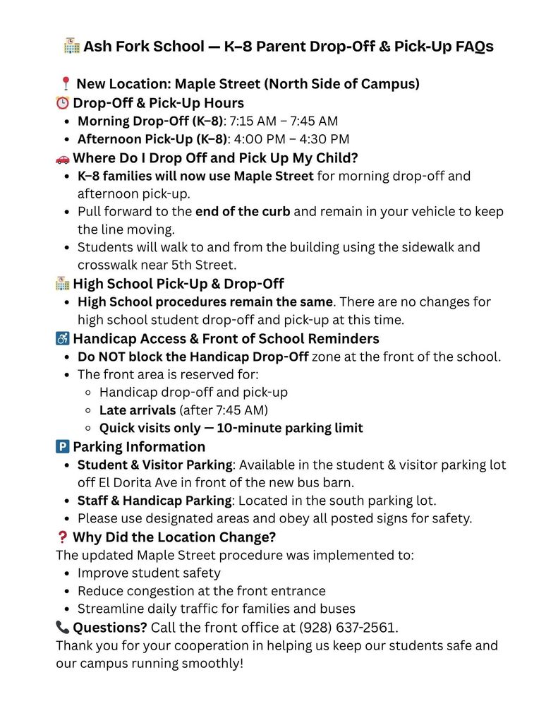 FAQs for Drop Off and Pick Up