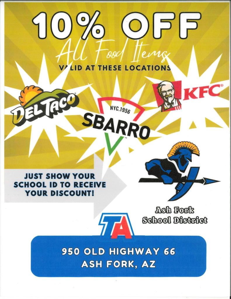 10% Off all Food Items with student ID