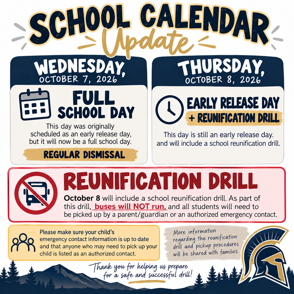 School Calendar Update & Reunification 