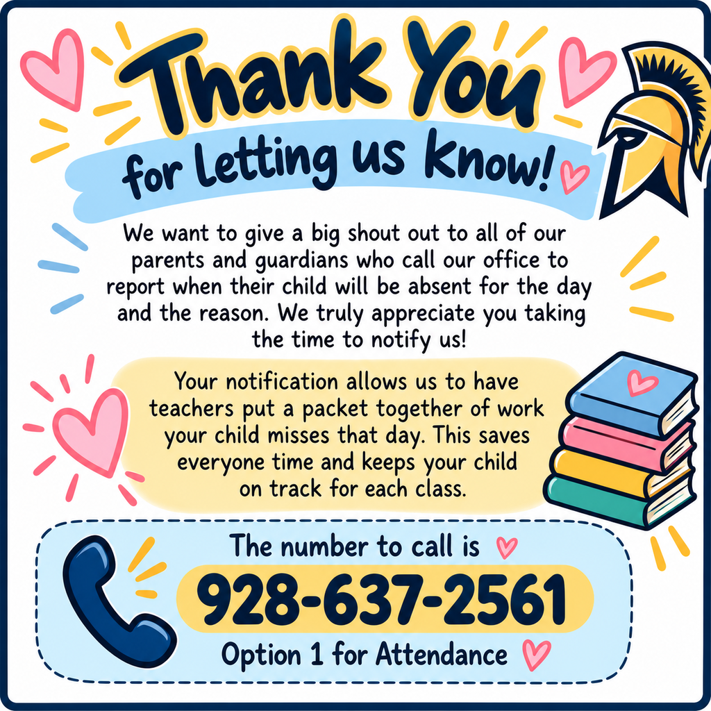 Thanks to the parents for calling in your students' attendance