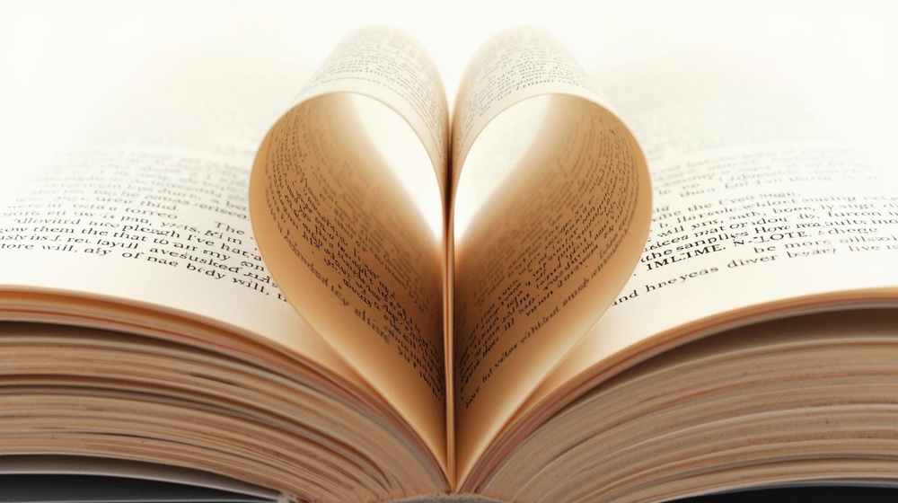 Pages of a book rolled into a heart