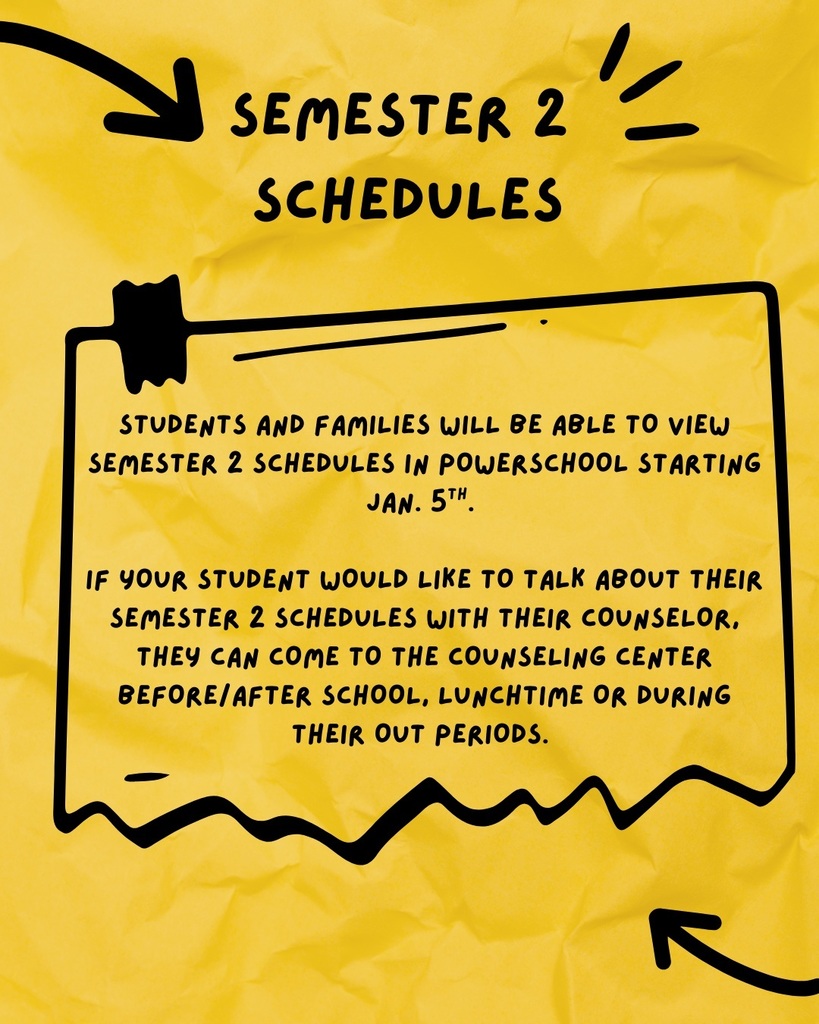 Semester 2 schedules