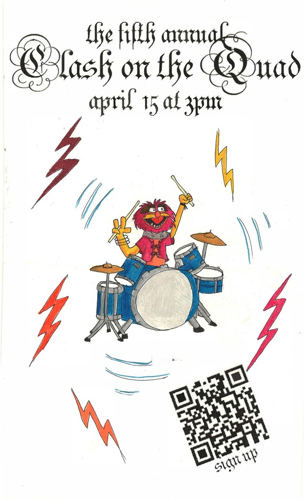 The Fifth Annual Clash on the Quad: April 15th at 3:00 pm. Sign up using the QR code!