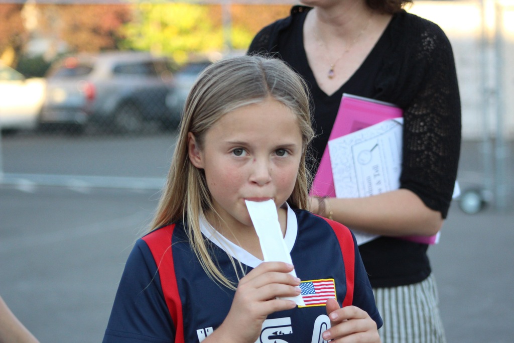 Rangeley eats a popsicle