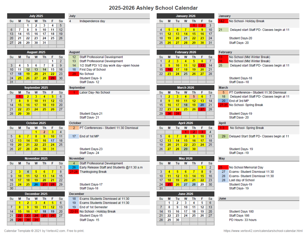 2025-26 School Calendar