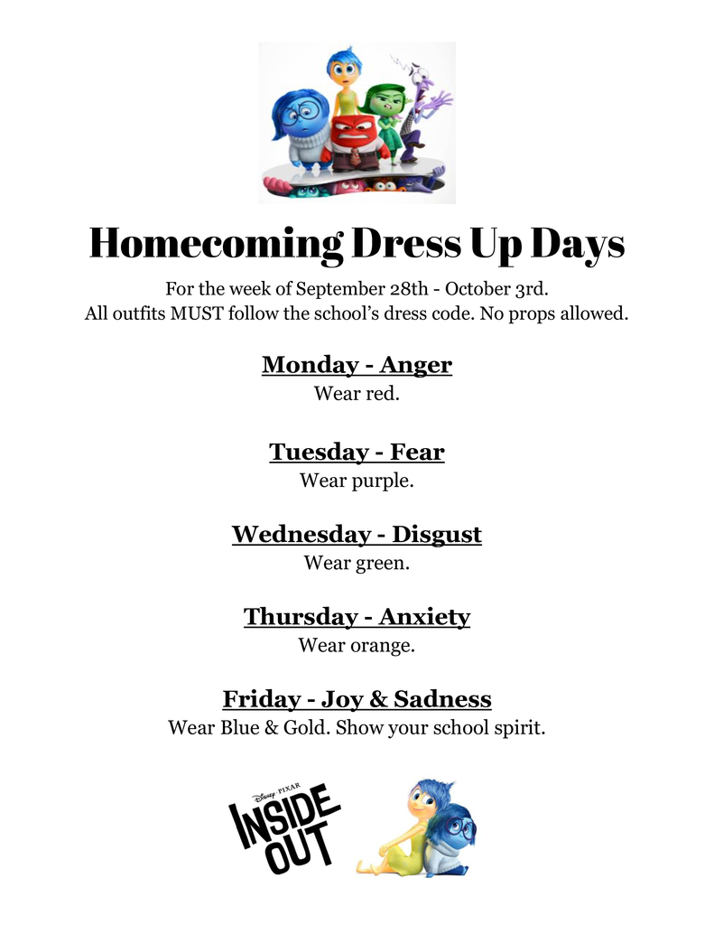 Homecoming Dress Up Days 2025