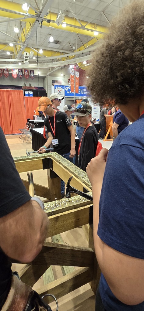 Students were working on hammering skills. 