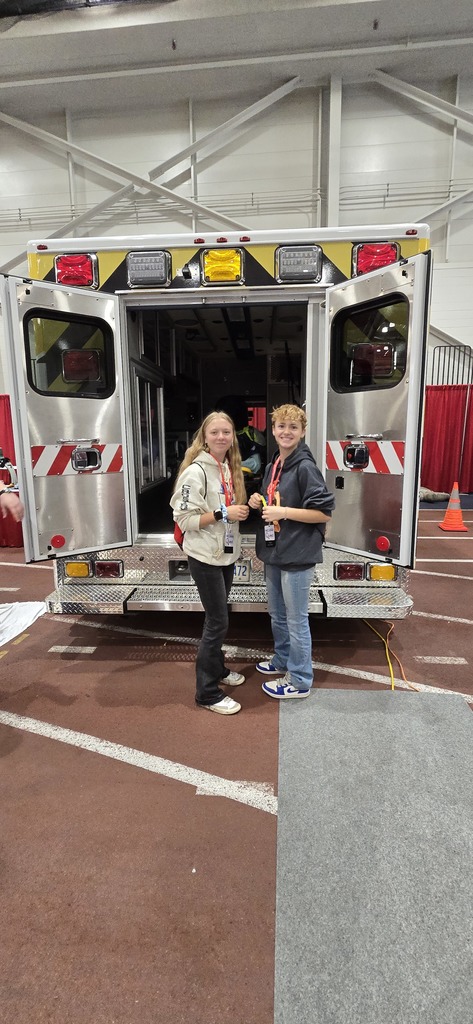 Students checking out the ambulance. 