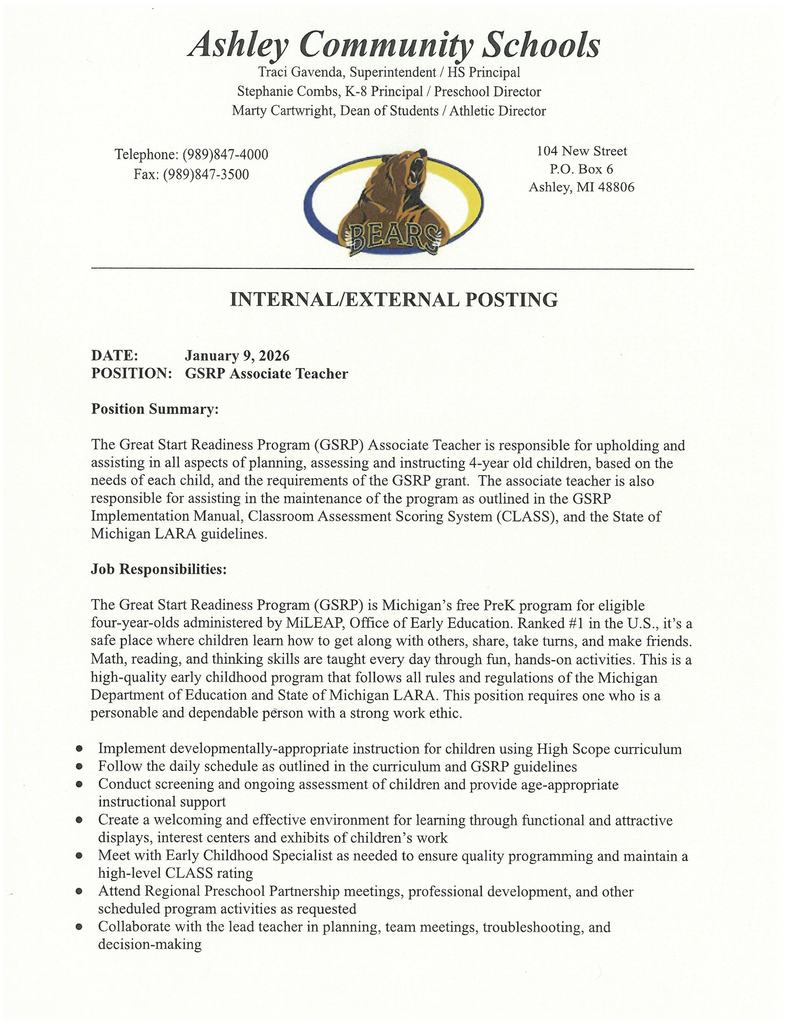 GSRP Posting 1/9/26 Pg 1