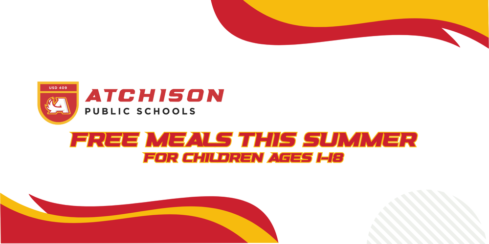 Free breakfast and lunch for children ages 1-18 will be provide at AMS Monday through Friday during June and July. Contact Sharla Oertel at 913-360-6503 for more information.