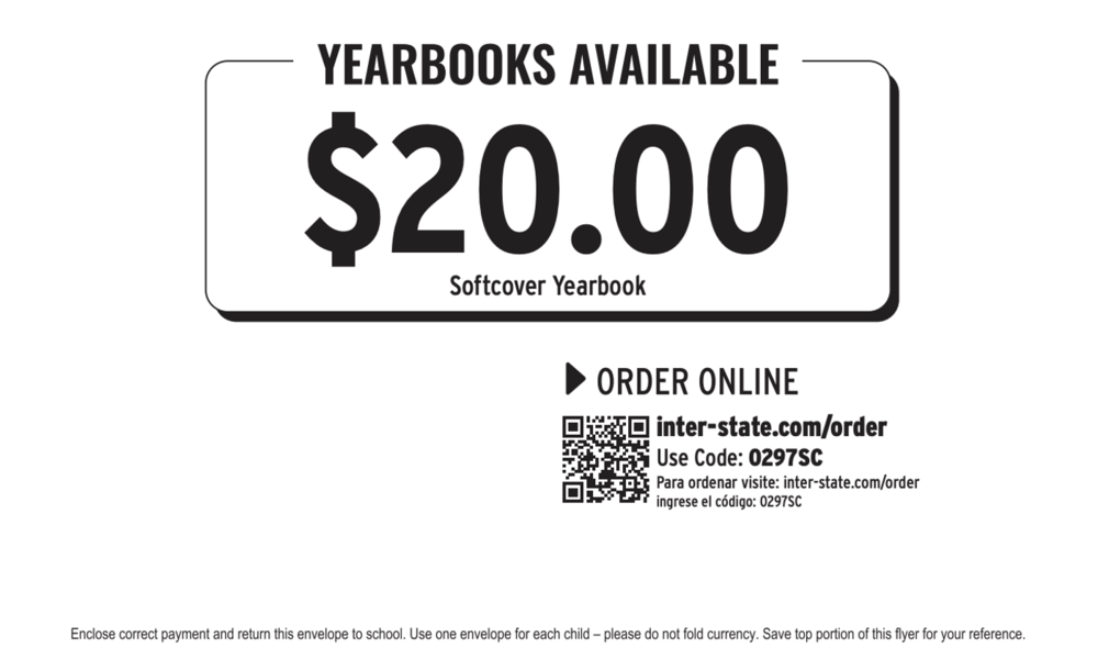 Ad for yearbook orders and QR code to order online.
