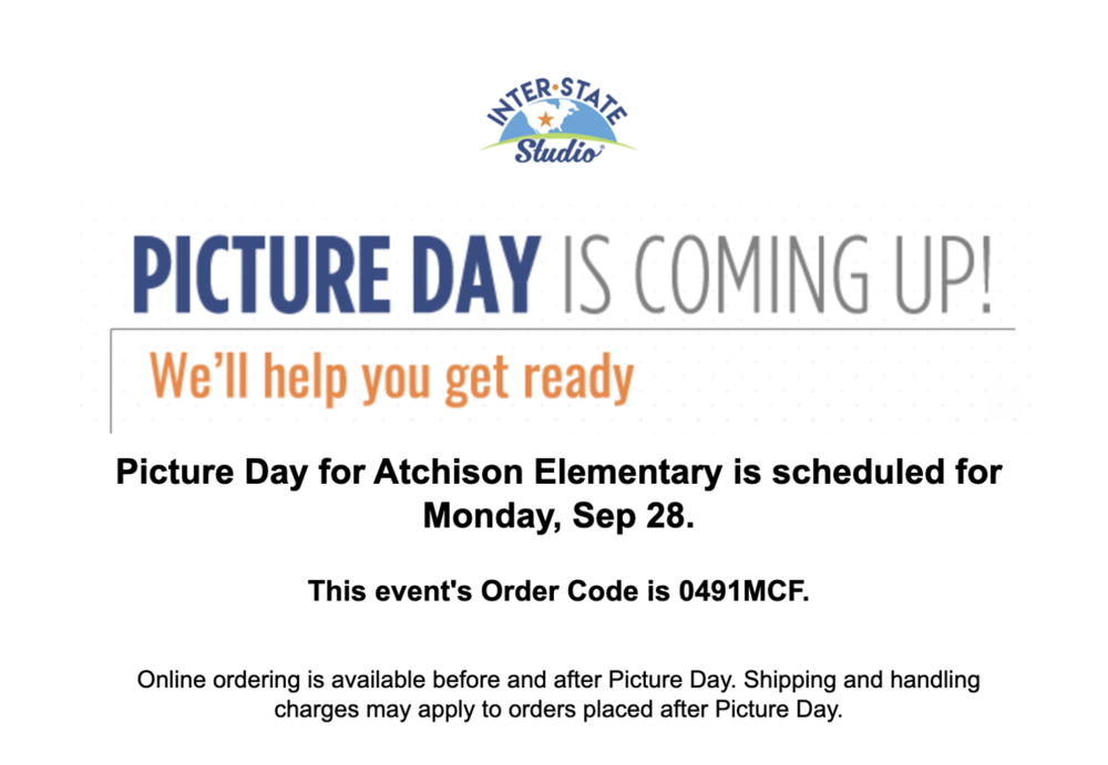 AES Fall Picture Day is Monday, Sept. 28. The order code is 0491MCF