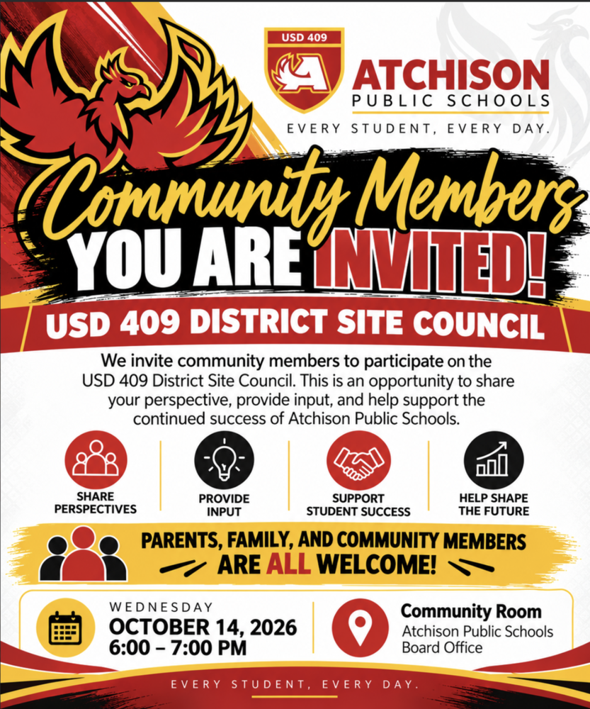 Invitation to join the USD 409 District Site Council on October 14 at 6:00 P.M.