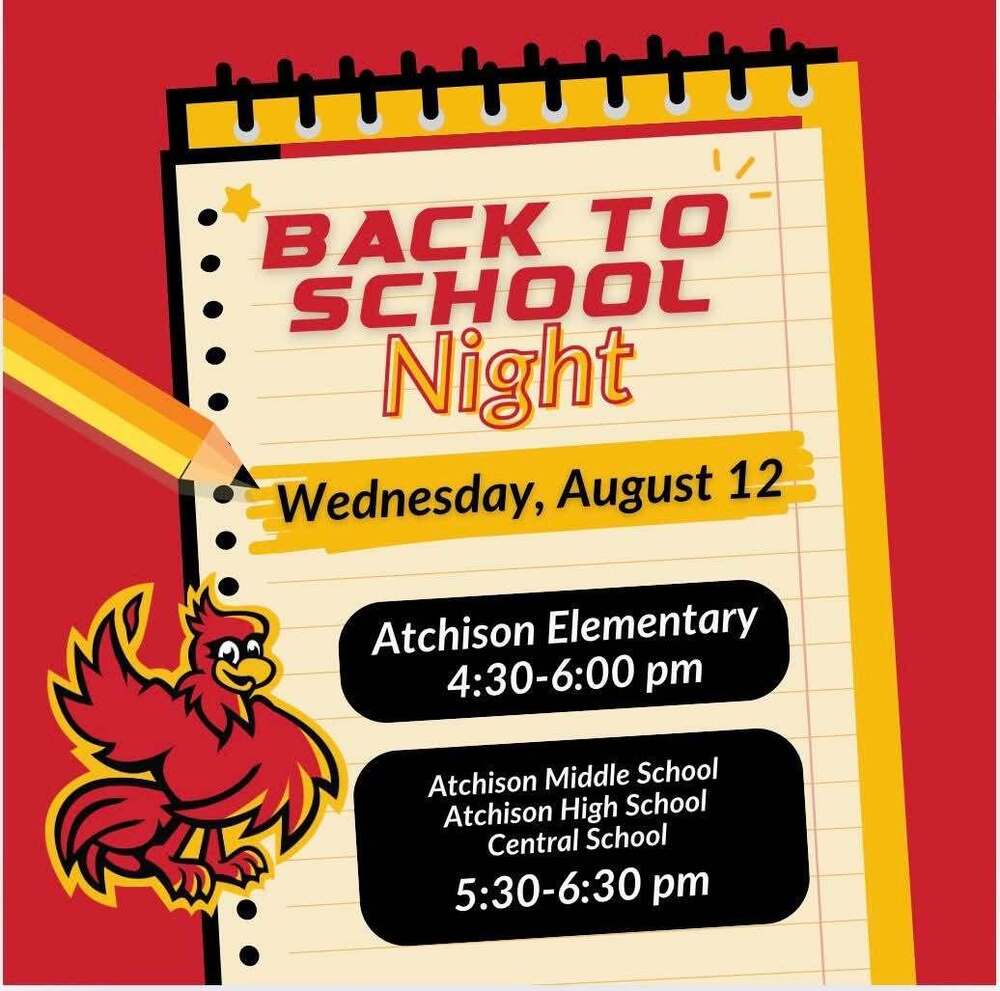 Back to School Night is Wednesday, August 12, at AES from 4:30-6:00 P.M., at AMS, AHS & Central from 5:30-6:30 P.M.