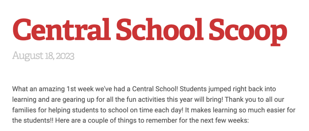 Central School Scoop