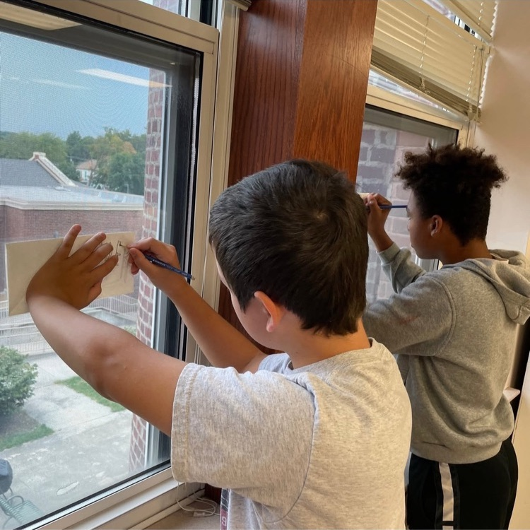 students working on art projects