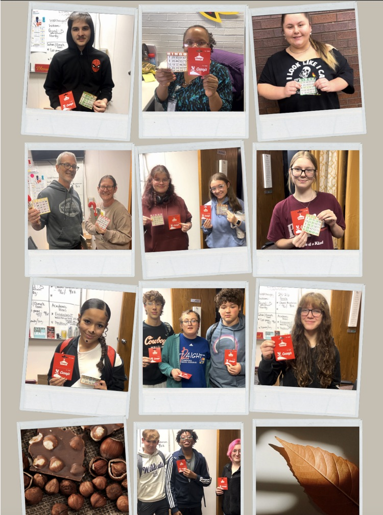 students holding Bingo cards