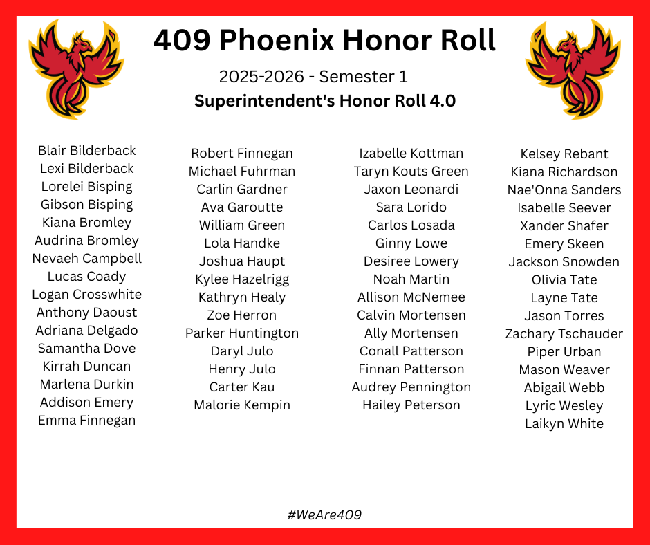 Students Name For Superintendents Honor Roll