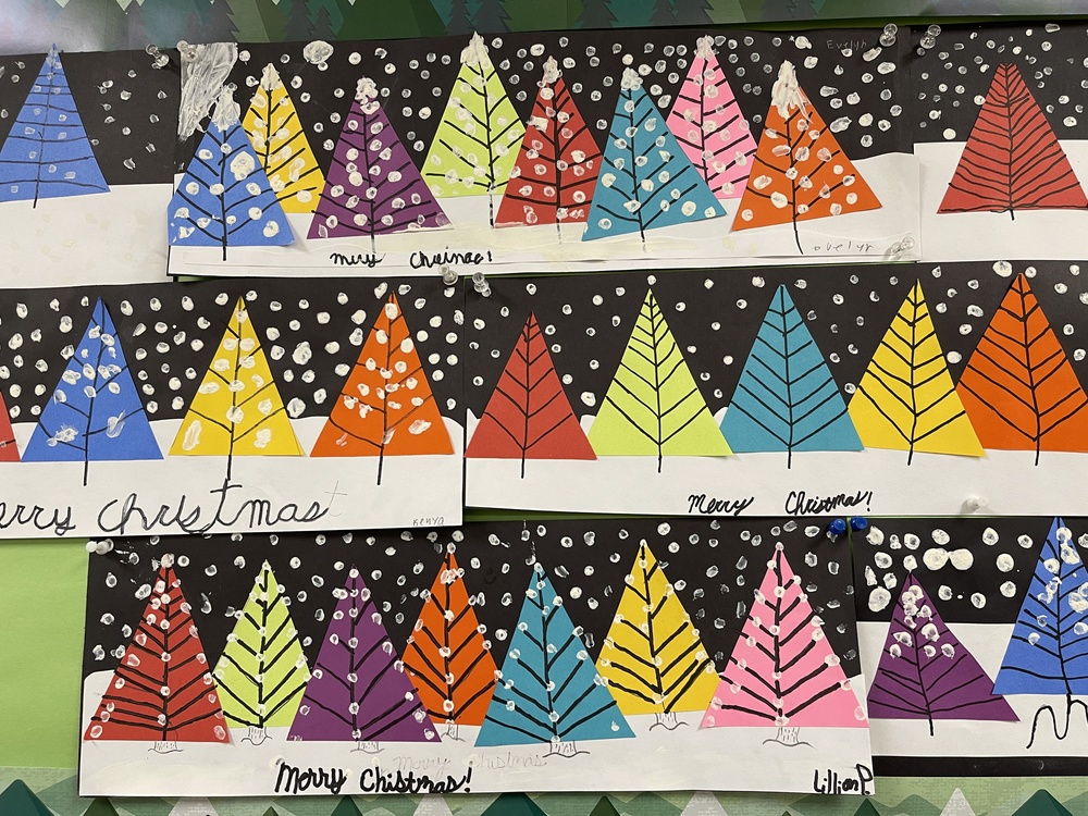 colorful christmas trees