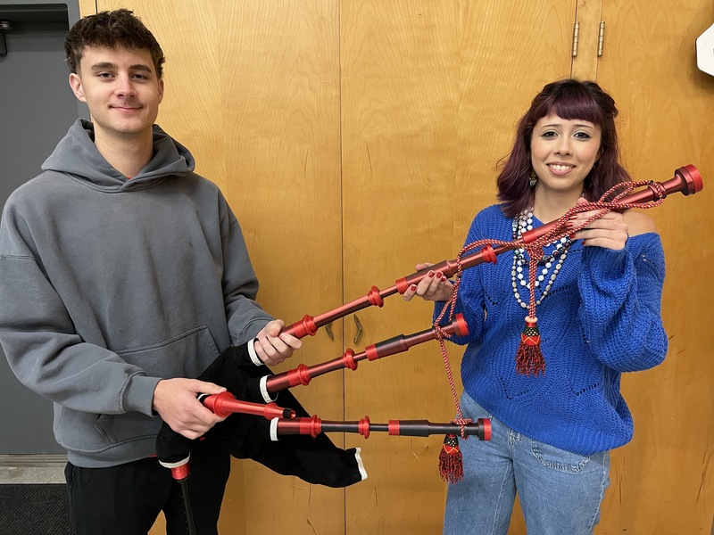 students with bagpipes