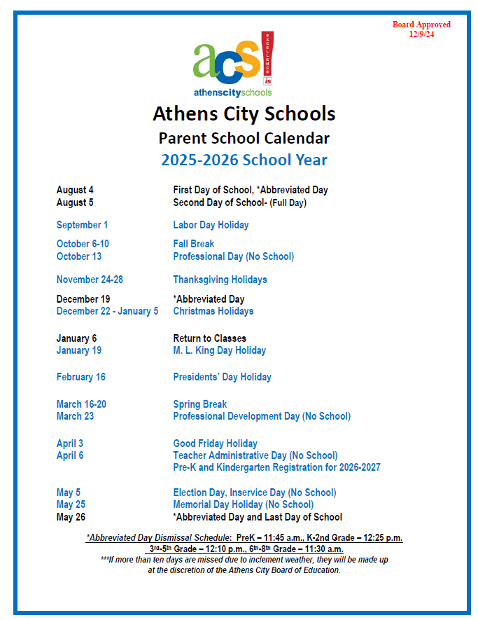 parent calendar