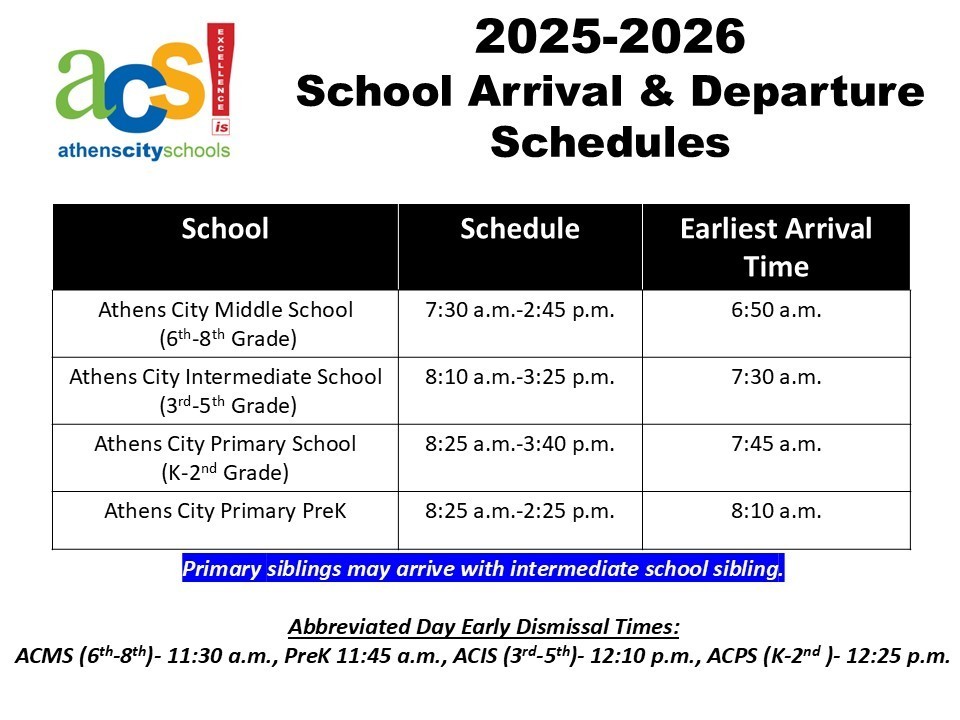 School Arrival and Departure Schedule