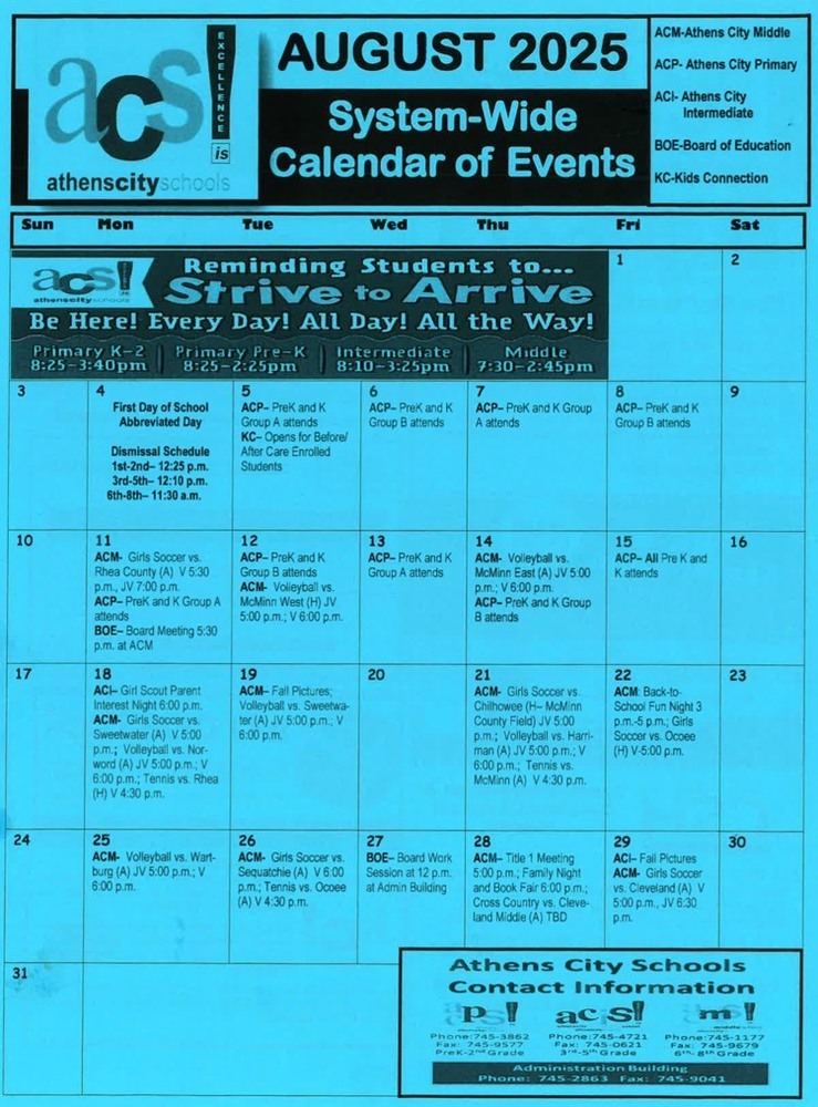 August calendar