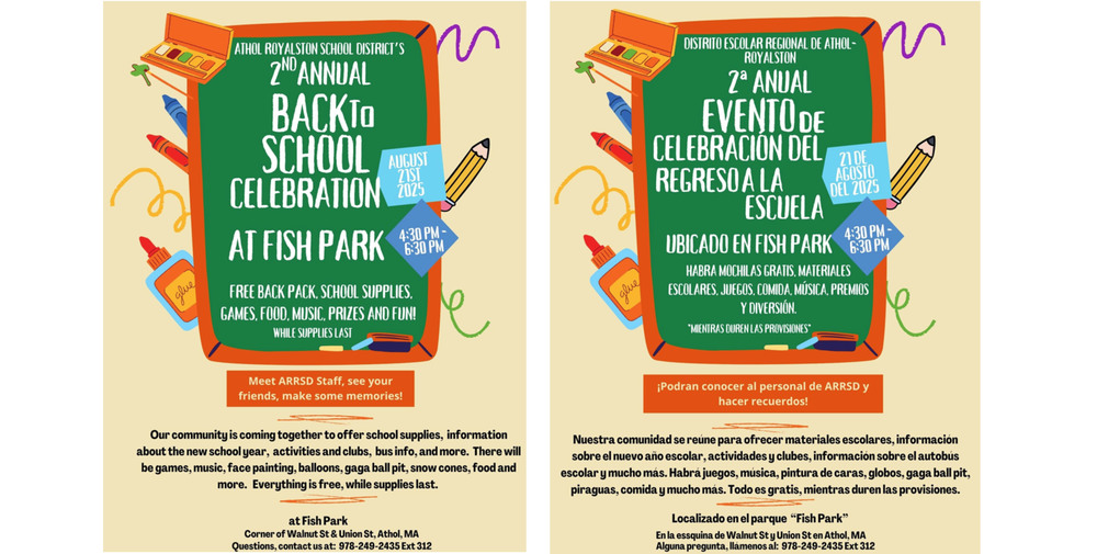 ARRSD Back to School Celebration at Fish Park Flyer