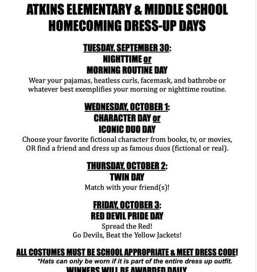 Homecoming Dress-Up Days | Atkins Elementary School
