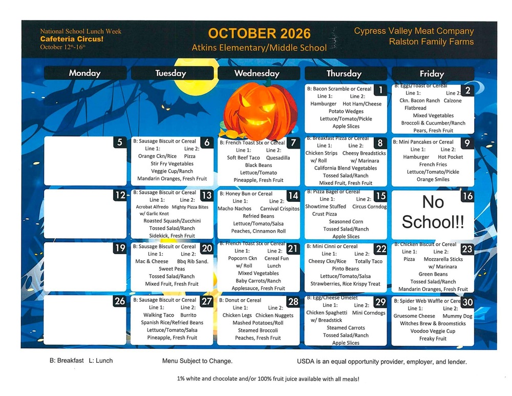 October Menu 