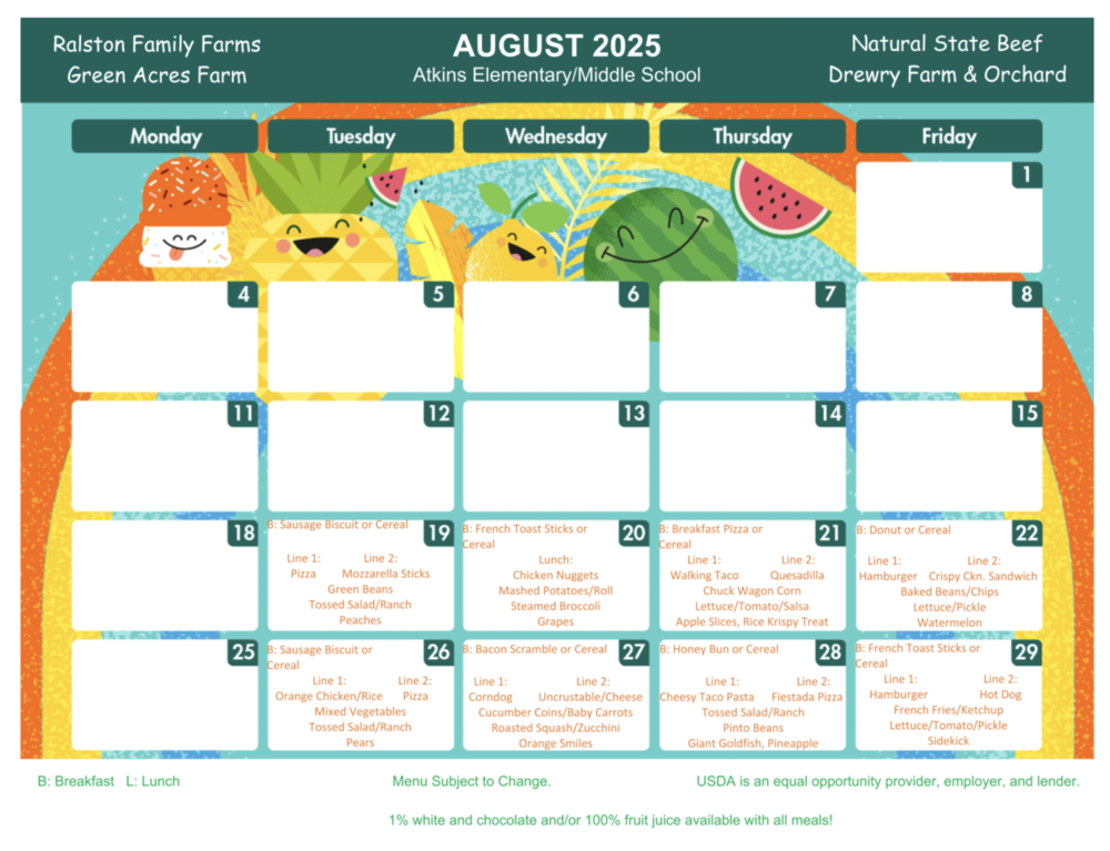 August Menu