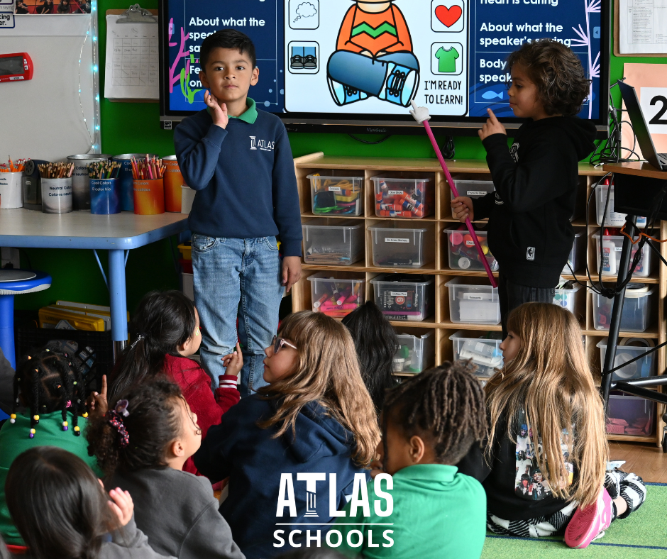 Students standing in class