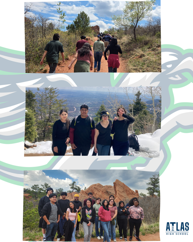 students at wolf sanctuary and hike
