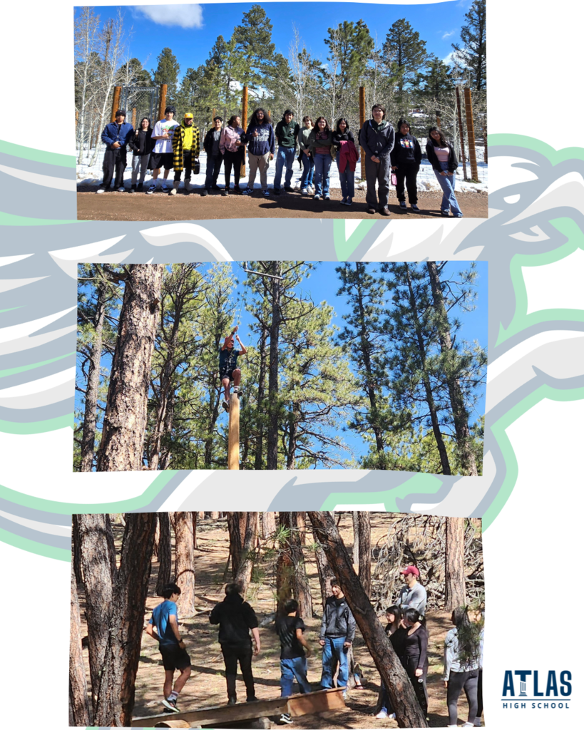 Students at ropes course