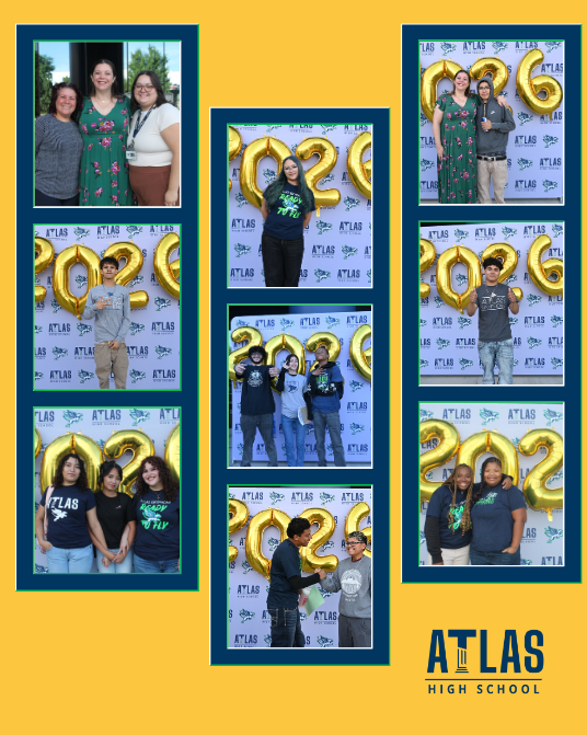 collage of photos of seniors with 2026 balloons