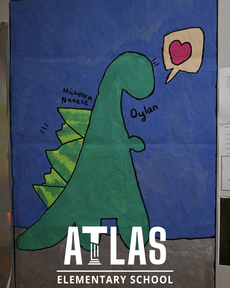 Dinosaur with heart comment emoji, art