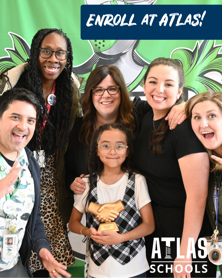 students smile with teachers