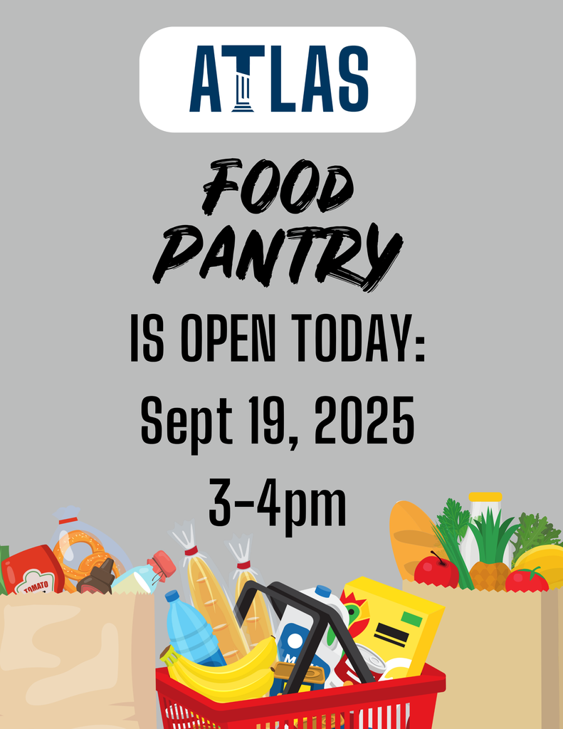 ATlas Food Pantry is Open today, sept 19, 2025 from 3-4pm.