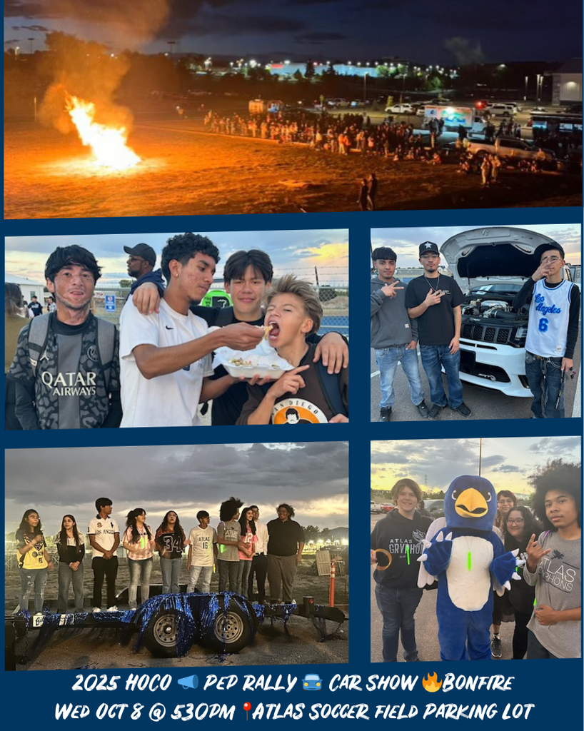 Hoco pep rally Car Show Bonfire Oct 8 at 530pm atlas soccer field parking lot