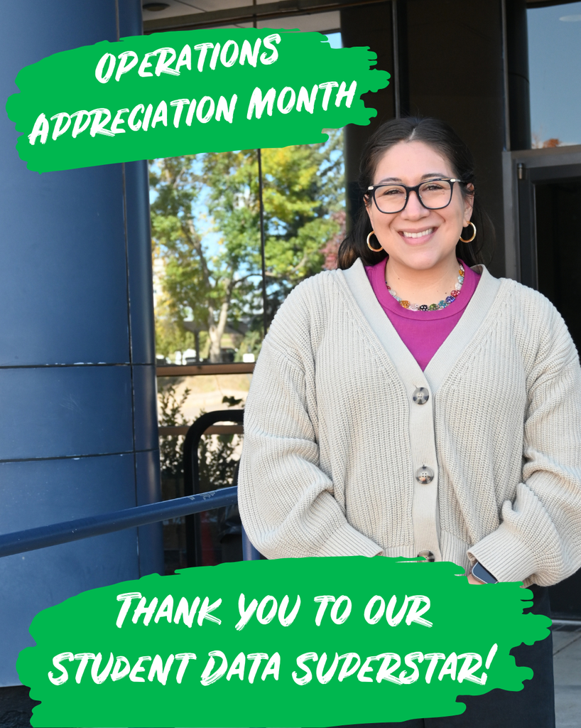 Woman smiles, thank you to our student data superstart!