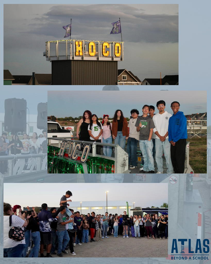 Students gather outside with HOCO trailer